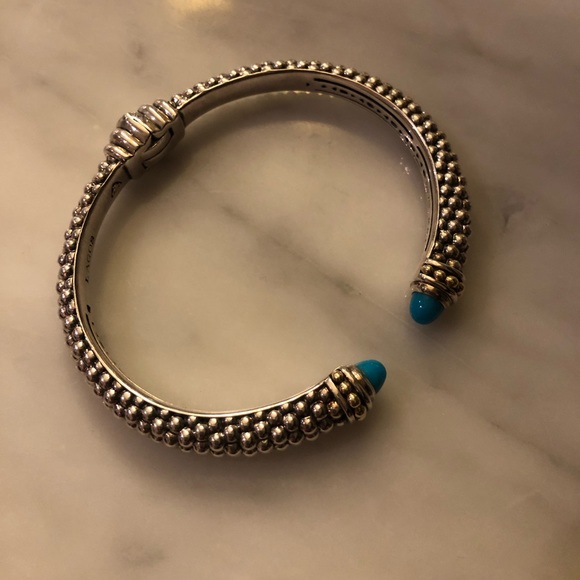 Lagos Turquoise Gemstone Cuff Bracelet - Picture 5 of 11